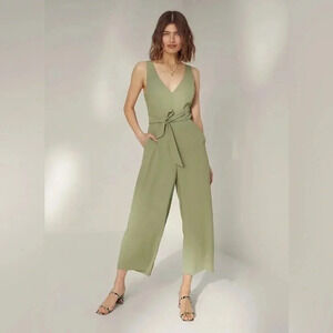 ARITZIA - Wilfred Ecoulement V Neck Green Sleeveless Jumpsuit
